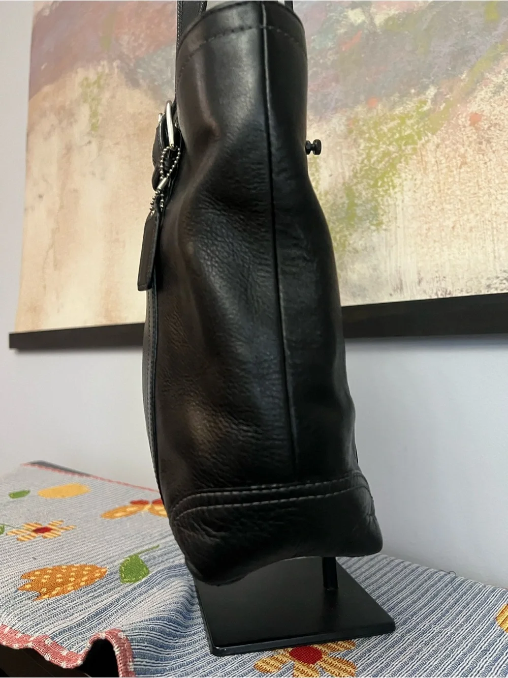 Coach Hampton 2006 Vintage Black Leather Tote Shoulder Bag Y2K